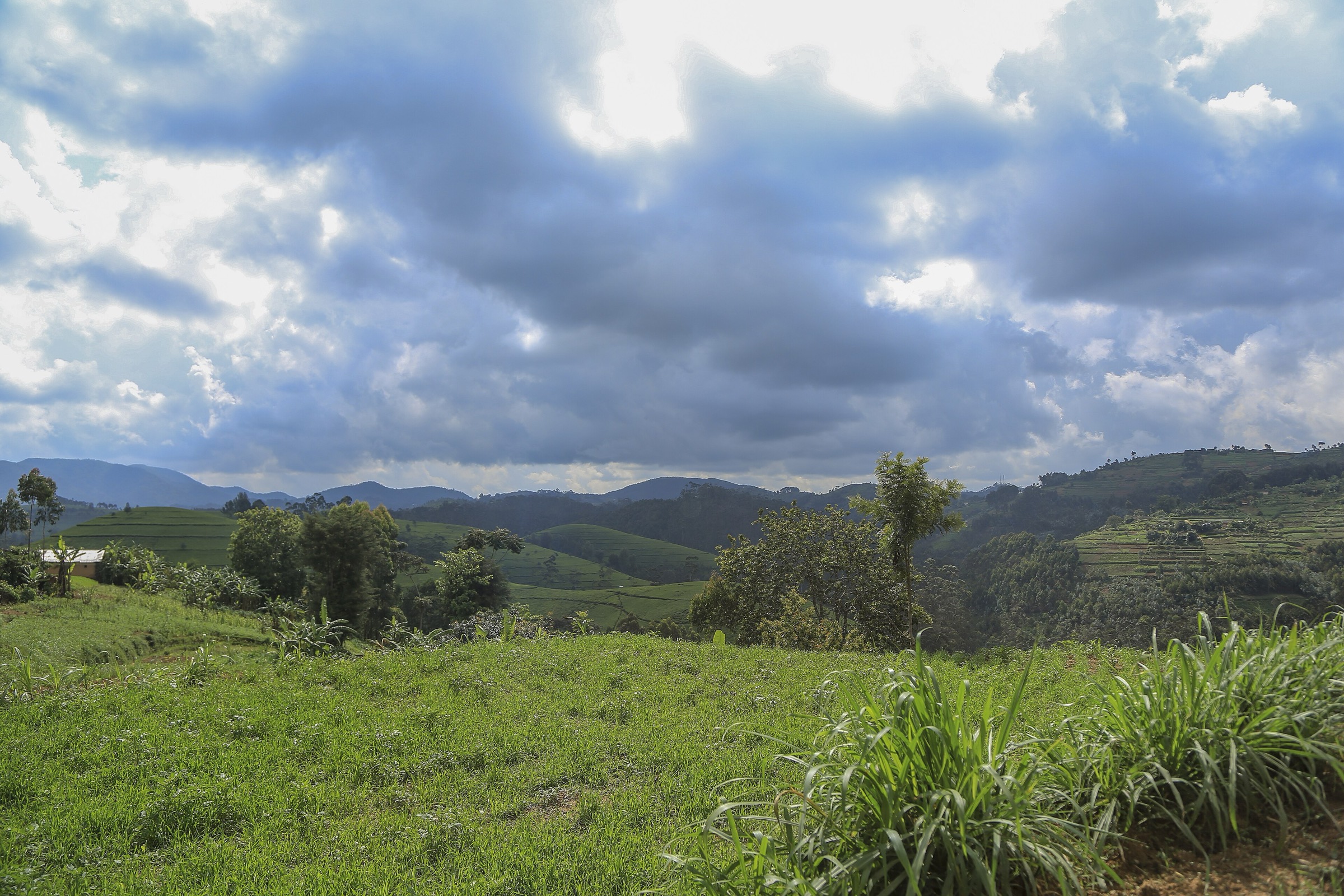 Clouds over the green hills of rural Rwanda