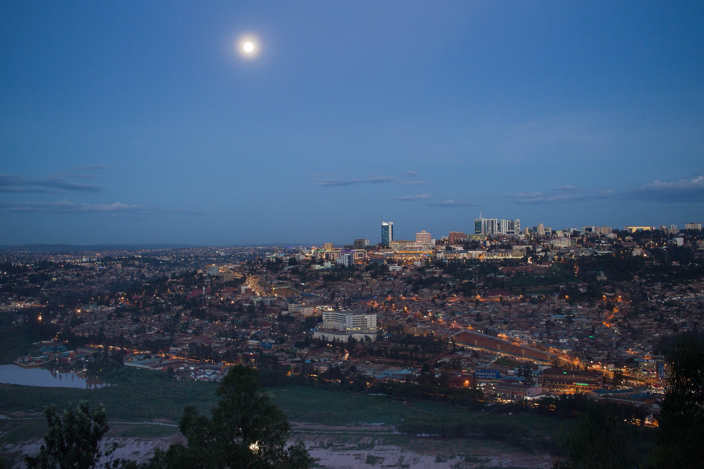 Kigali city lights at dusk