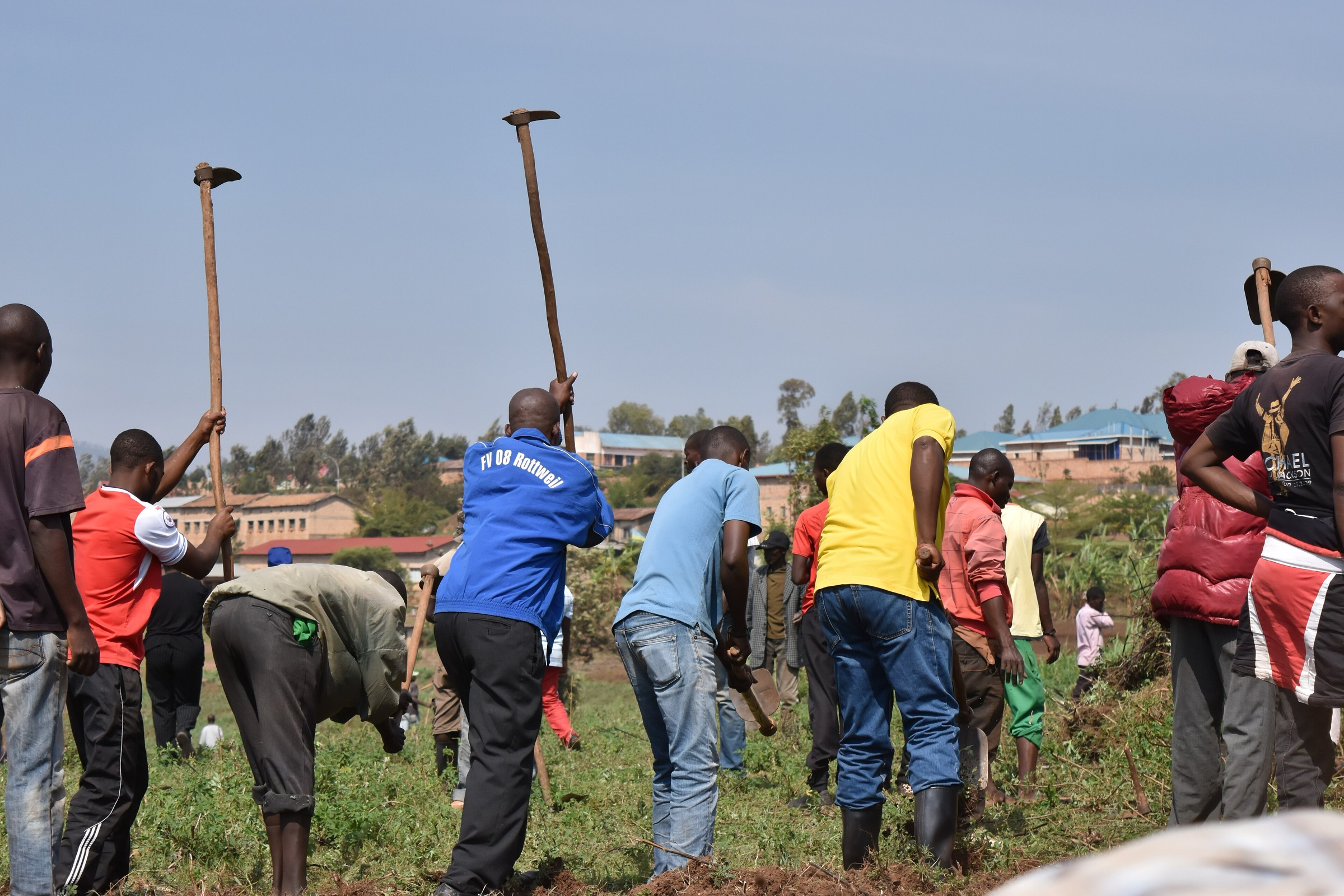 Neighbours working together during Umuganda community work